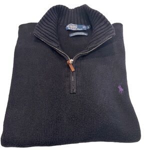 Polo Ralph Lauren Men’s 1/4 Zip Pull Over Sweater 100% Cotton Size Large Black